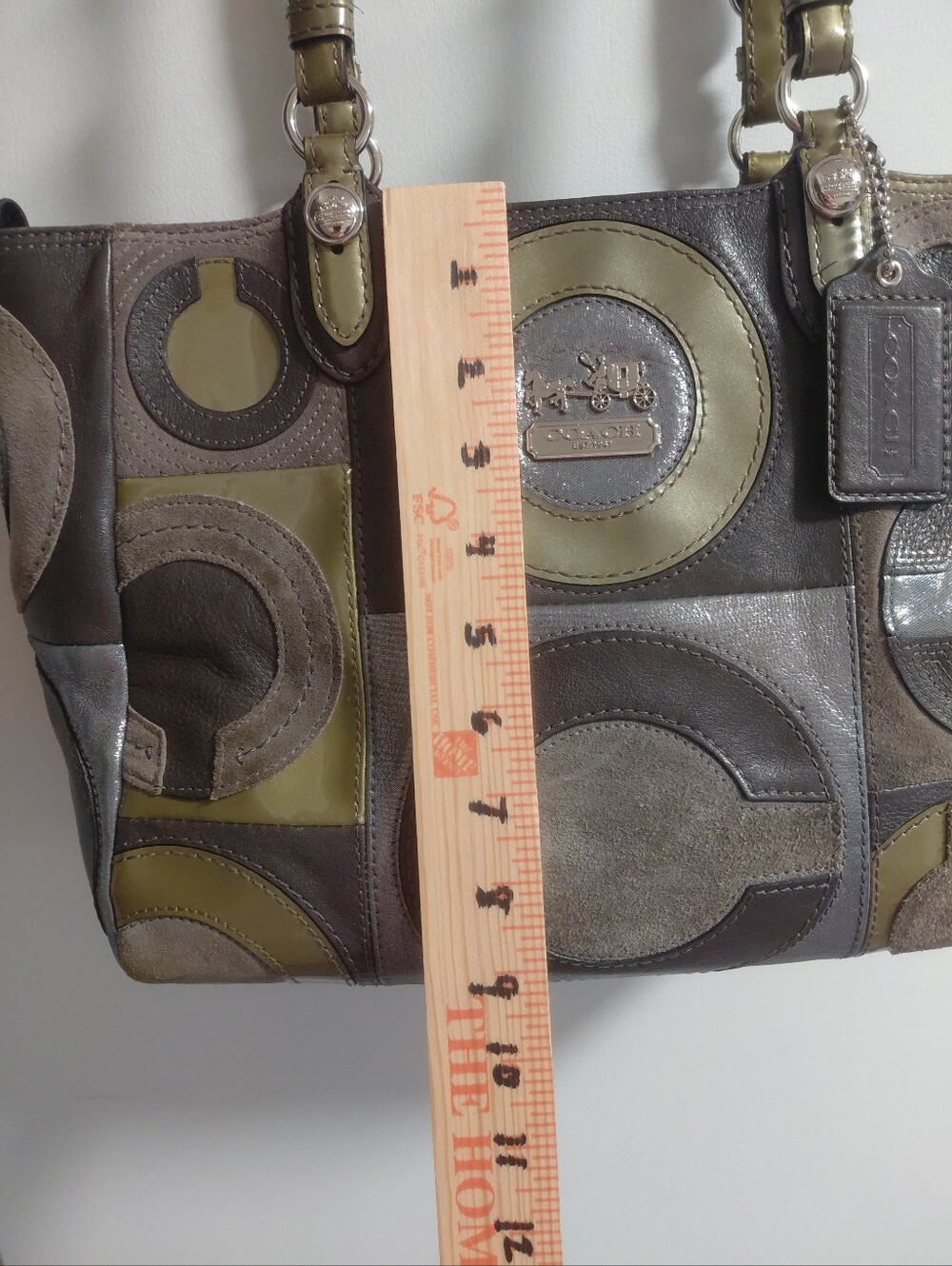 Coach Mia OP Artwork Tote in Olive/Gray/Gold/Silver Suede Leather 15748 - Picture 6 of 14